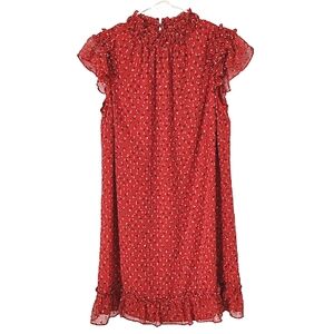 CeCe Red Calico High Neck Dress Medium